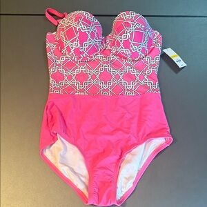 crown & ivy Pink Patterned One Piece Swimsuit